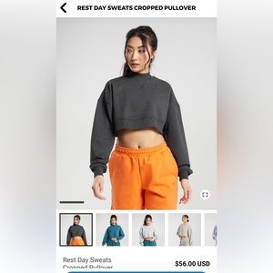 Small Gymshark Rest Day Sweats Cropped Pullover (Black Core Marl)